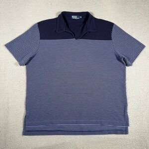 Polo Ralph Lauren Shirt Mens XXL Blue Striped Knit Sport Loop Collar Preppy